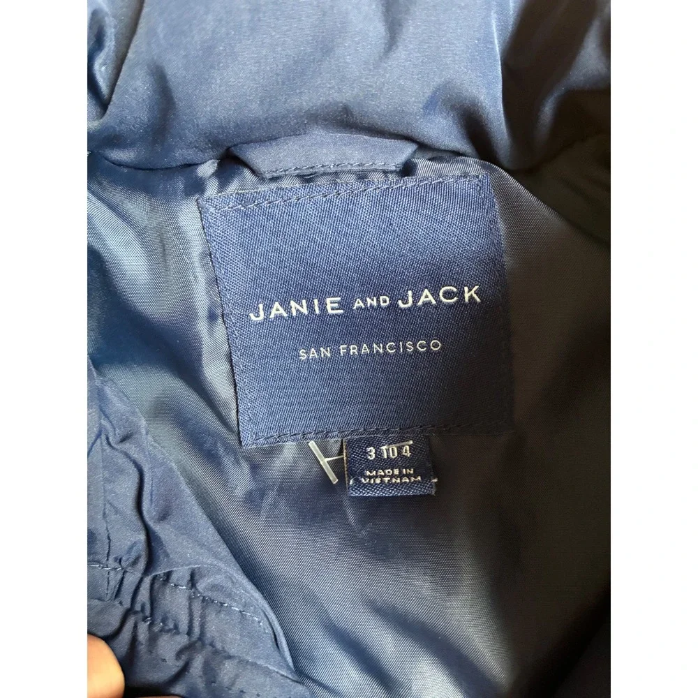 Janie and Jack Boys Navy Blue Anchor Puffer Vest Size 3 to 4 Nautical Preppy